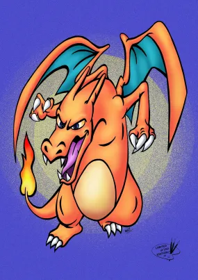 Pokemon Charizard, A3 Print by NOEL