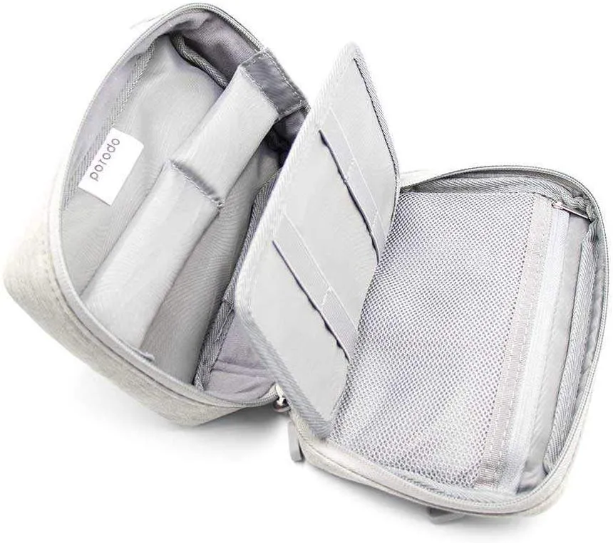 Porodo 8.2" Convenient Storage Bag IPX3 Water-Resistant Fabric (Without USB Port) - Gray