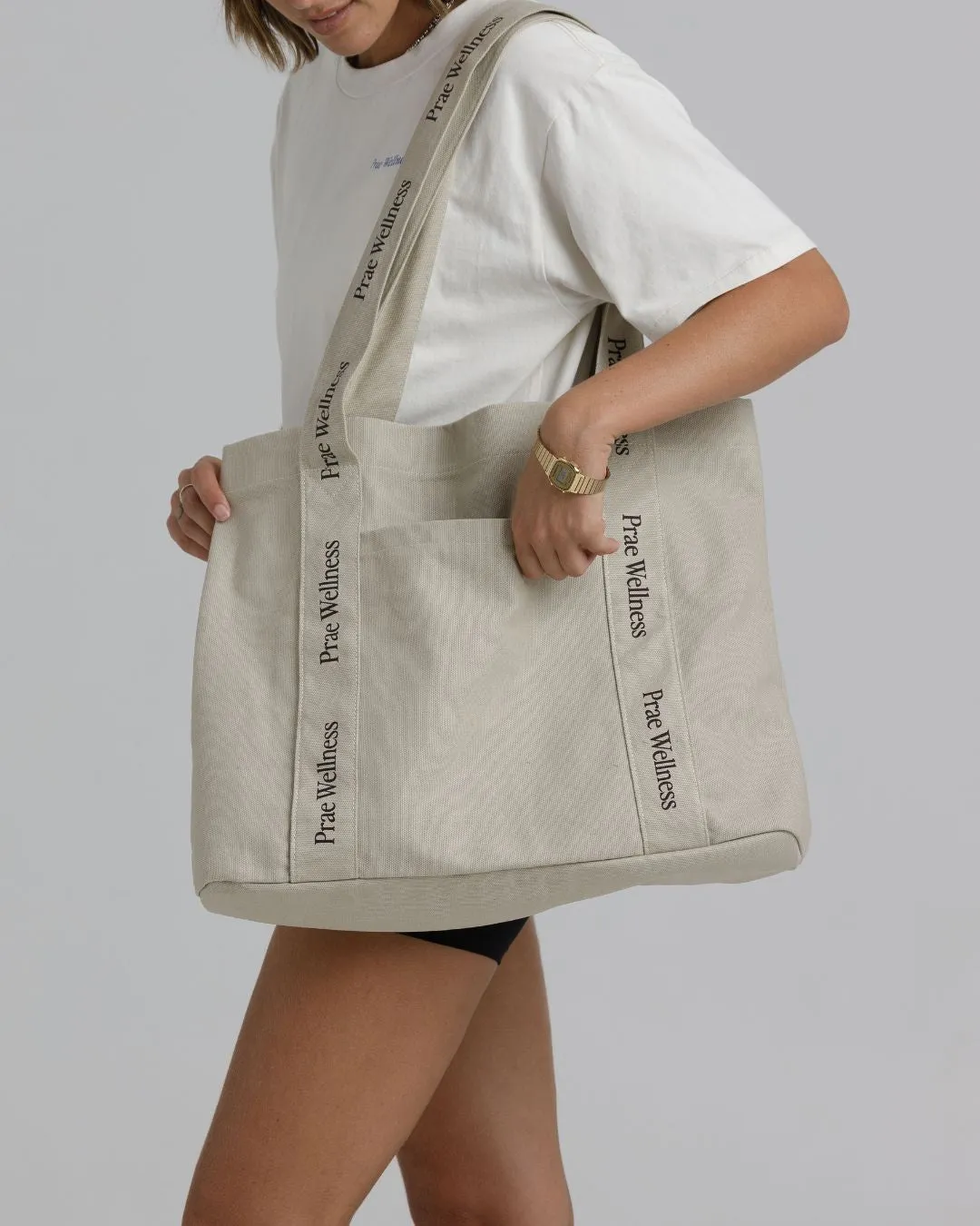 Prae Wellness Canvas Tote – Beige