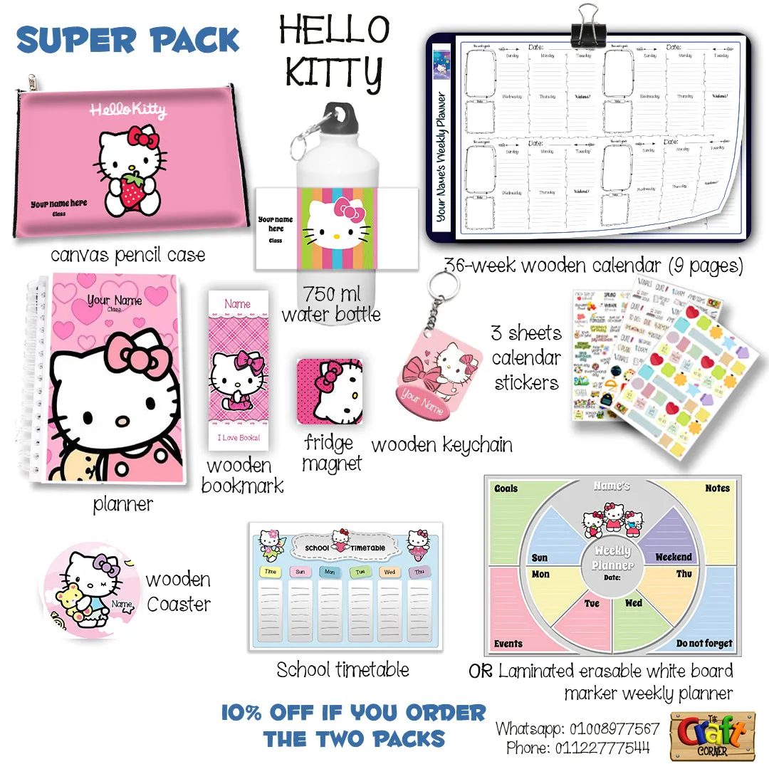 ""Hello kitty" school labels packs