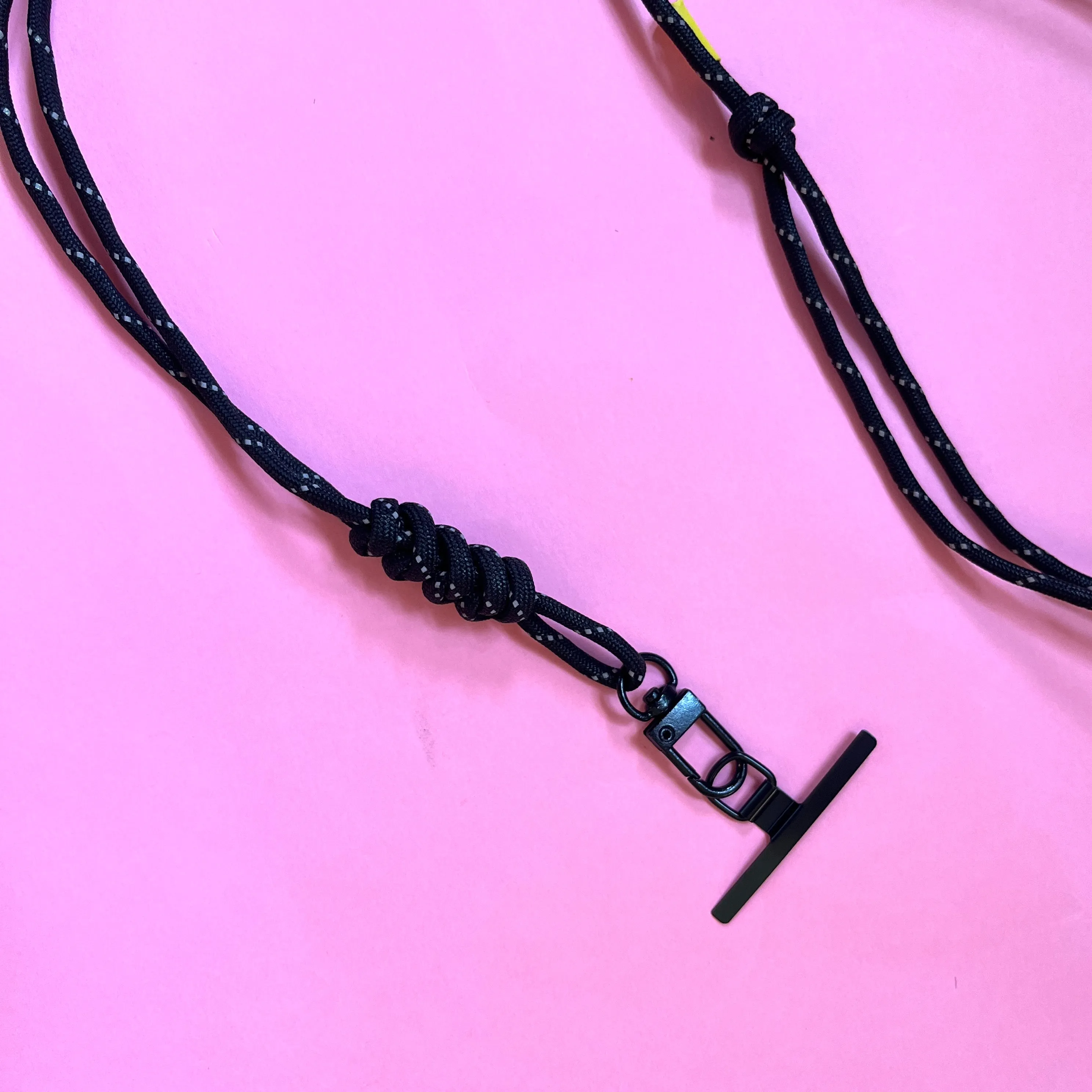 Reflective cord phone strap lanyard adjustable black