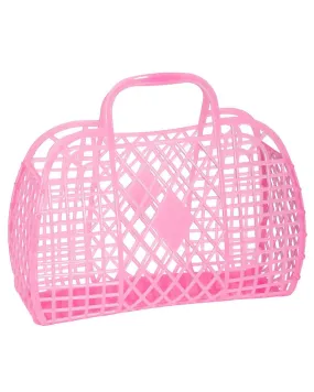 Retro Basket- Large Neon Pink