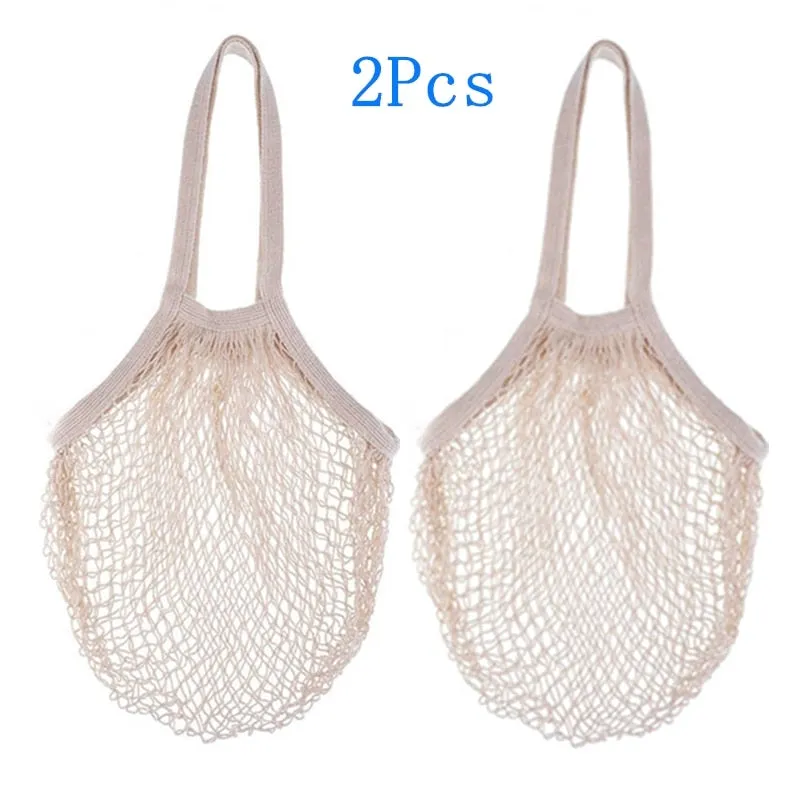 Reusable Eco Friendly Cotton Mesh Produce Bags for Vegetables & Fruit - Washable Storage Bags