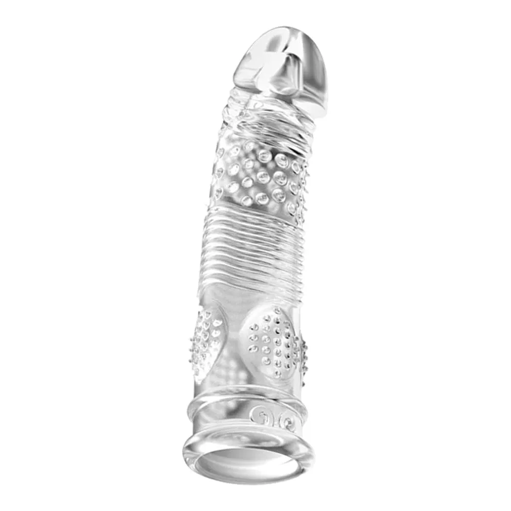 Reusable Transparent TPE Vagina Stimulating Penis Sleeve