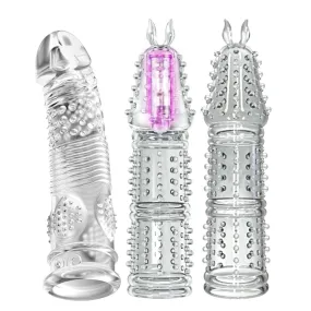 Reusable Transparent TPE Vagina Stimulating Penis Sleeve