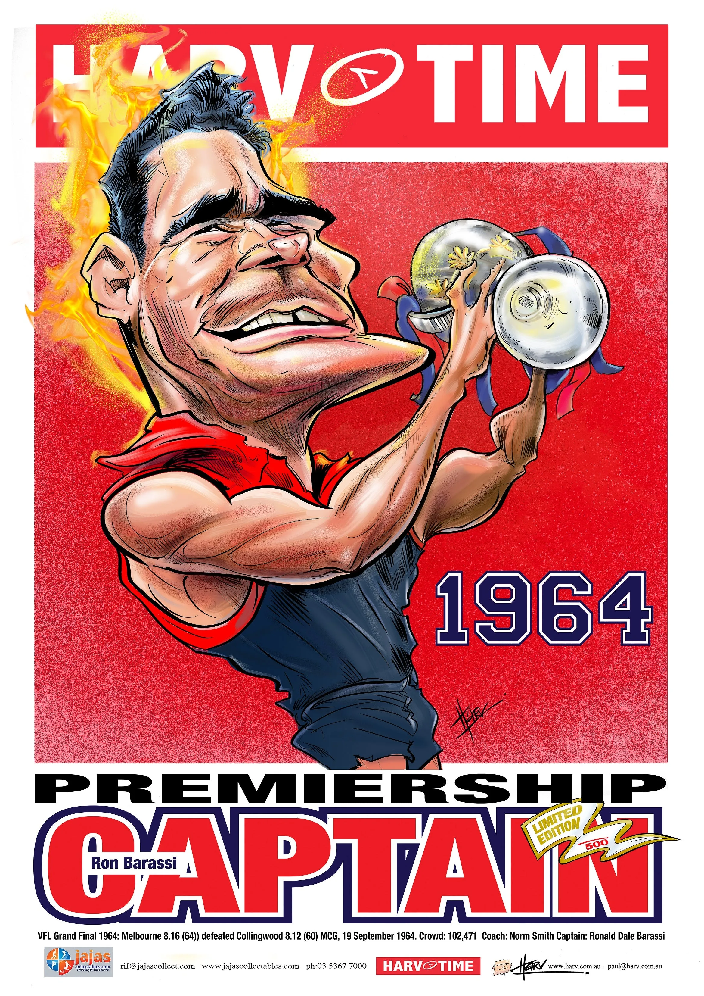 Ron Barassi, 1964 Premiership Captain Harv Time Poster