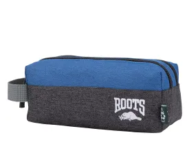 ROOTS BLUE AND GREY 2 COMPARTMENTS PENCIL CASE