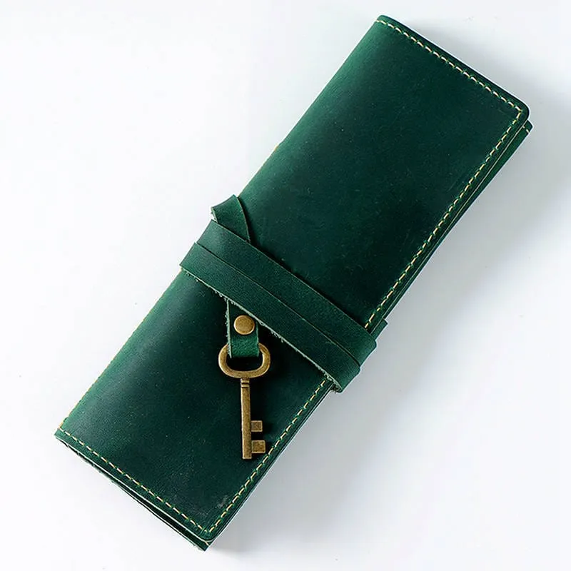 School Leather Pencil Case Pen Roll