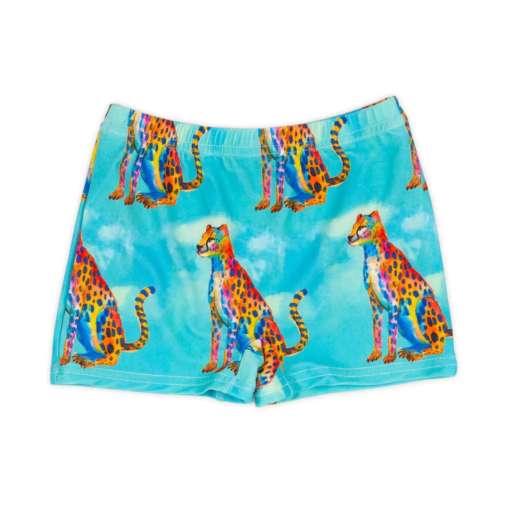 Shimmering Cheetah Swim Shorts