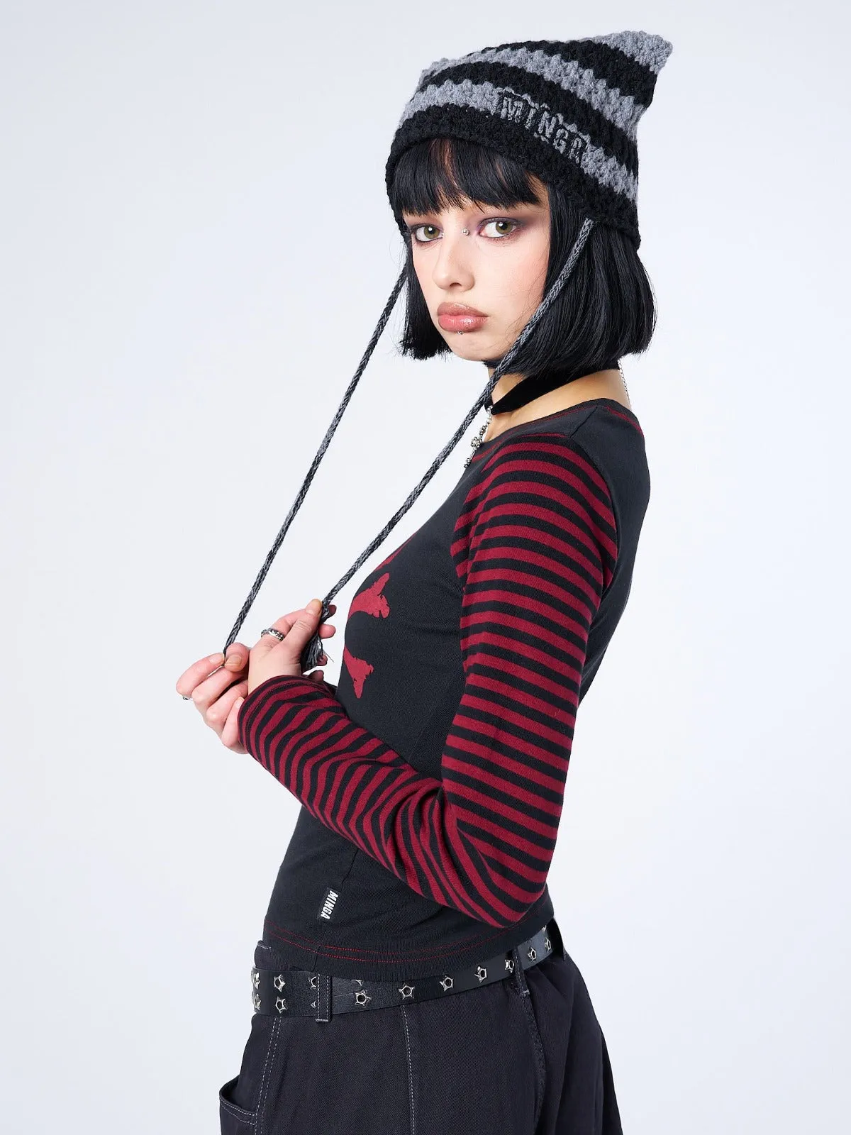 Skull Red Striped Top