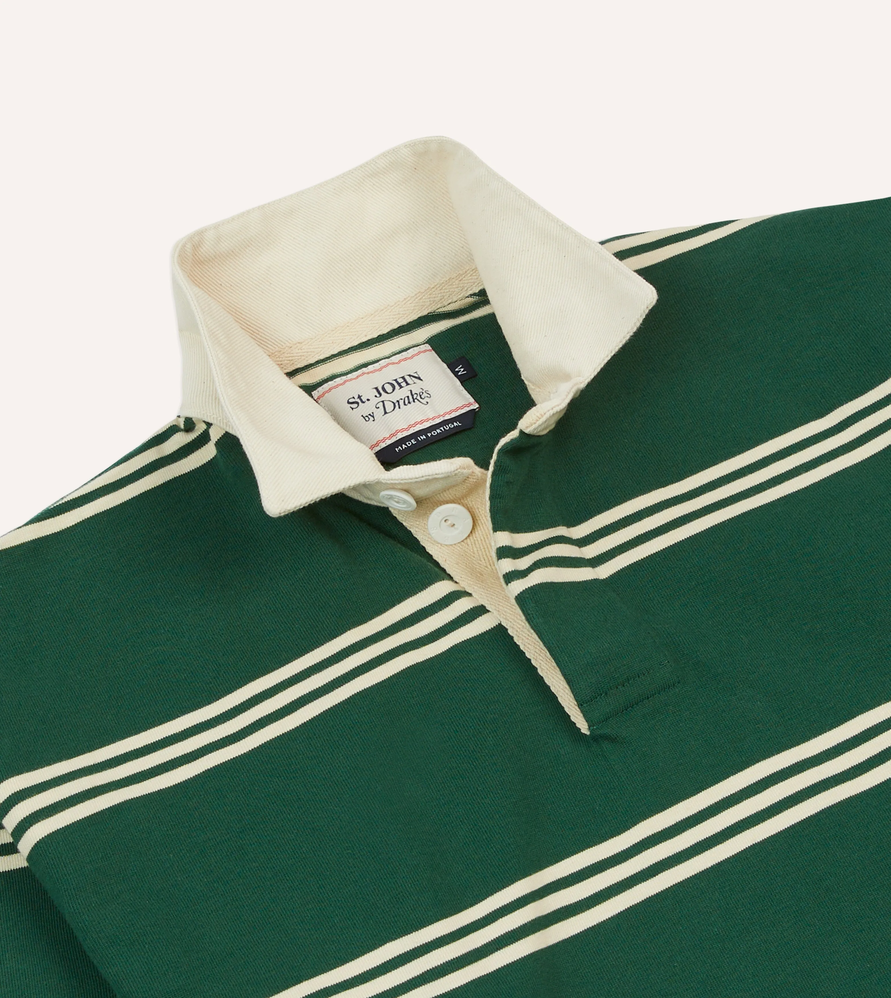 St. JOHN by Drake's Green Stripe Cotton Rugby Shirt