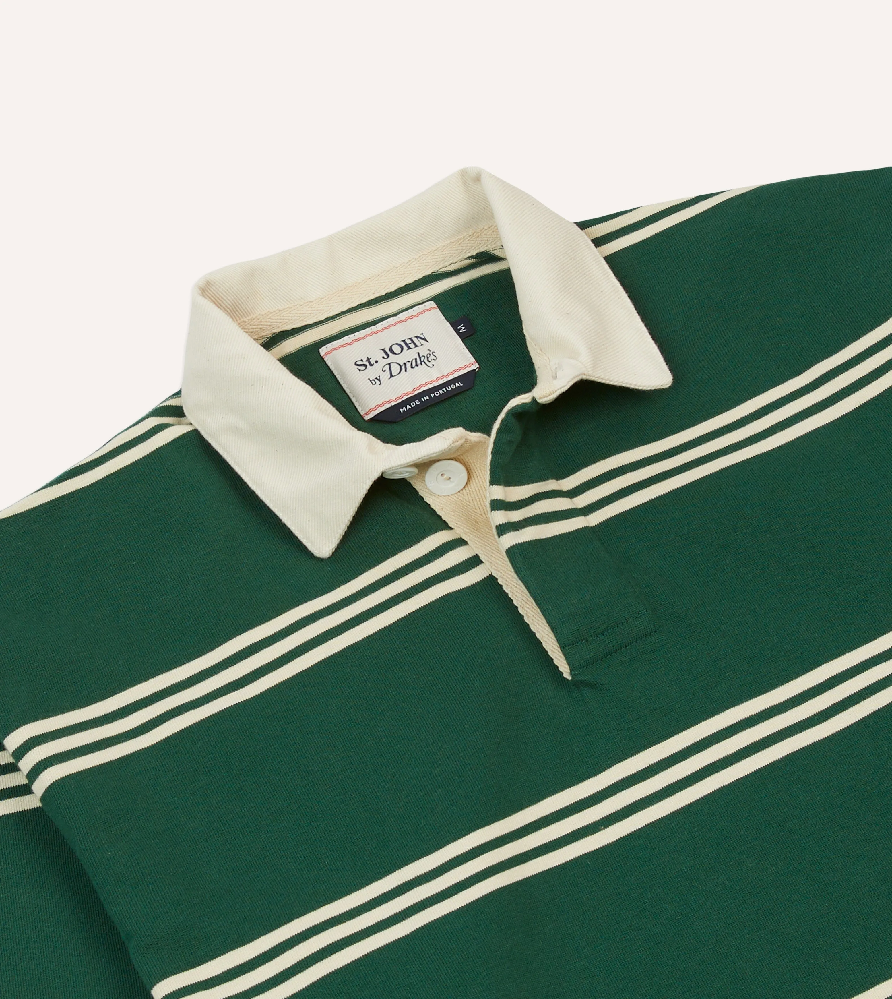 St. JOHN by Drake's Green Stripe Cotton Rugby Shirt