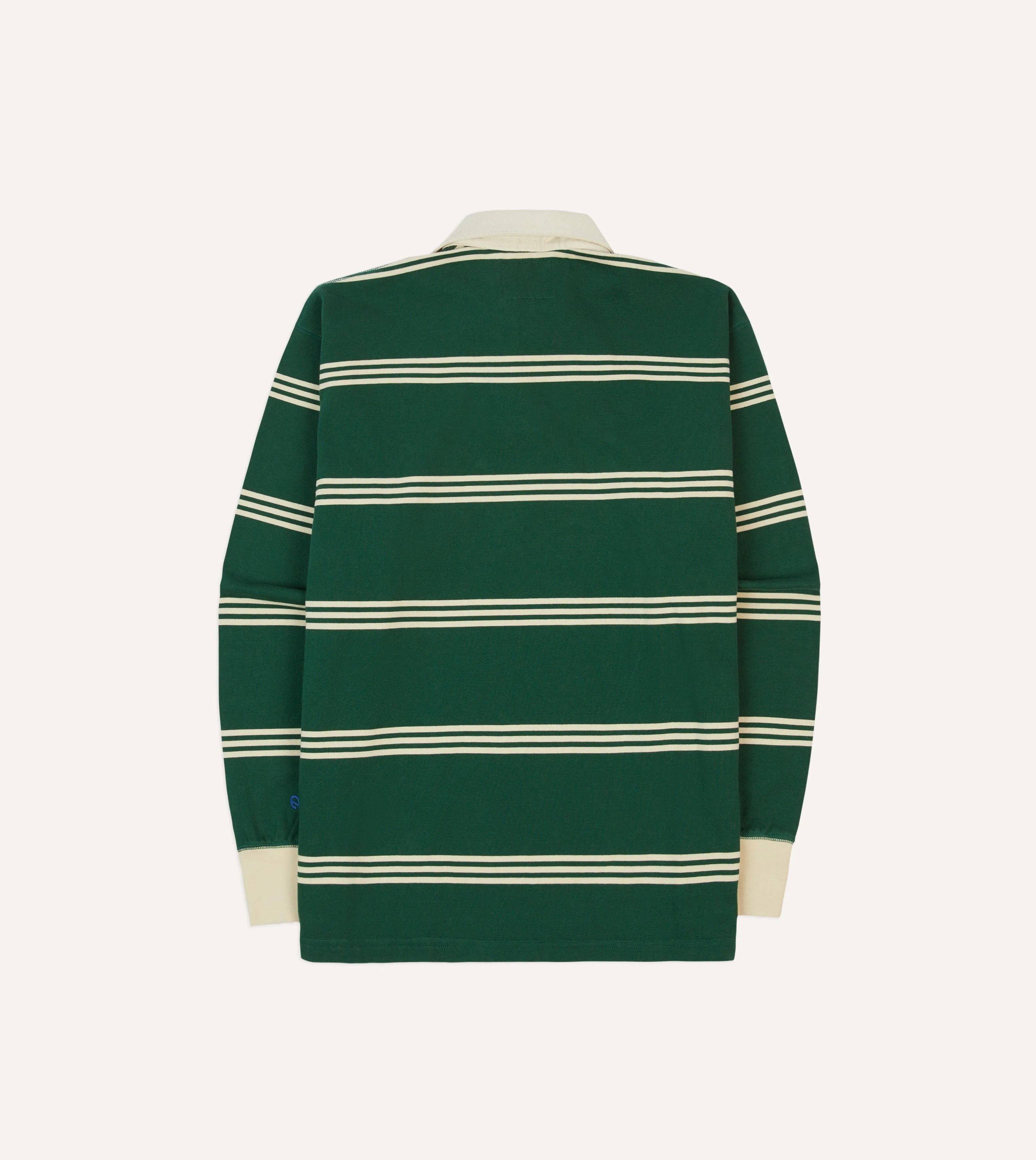 St. JOHN by Drake's Green Stripe Cotton Rugby Shirt