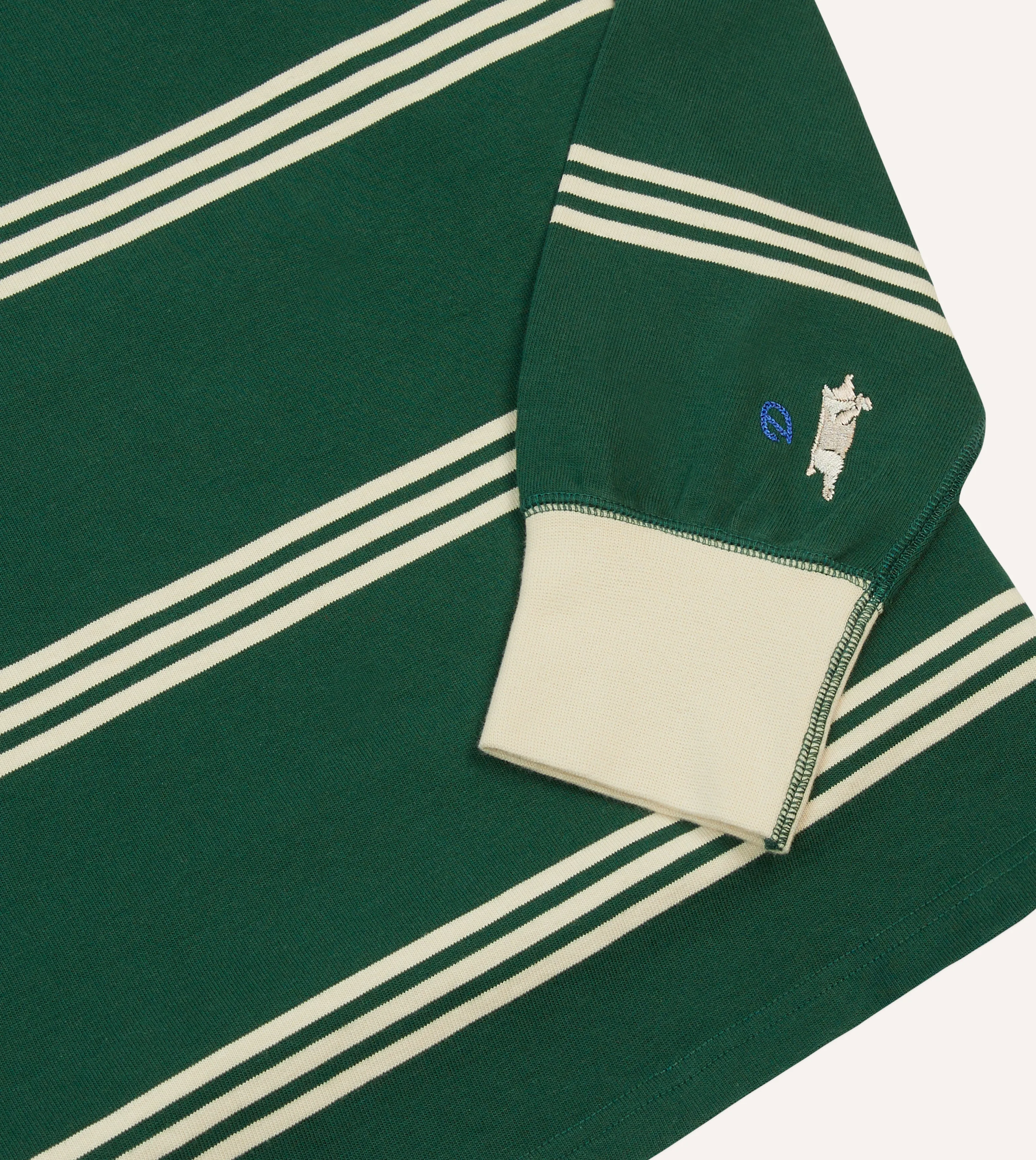 St. JOHN by Drake's Green Stripe Cotton Rugby Shirt