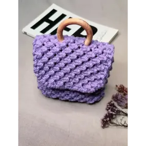 Stylish Purple Wool Handbag For Women