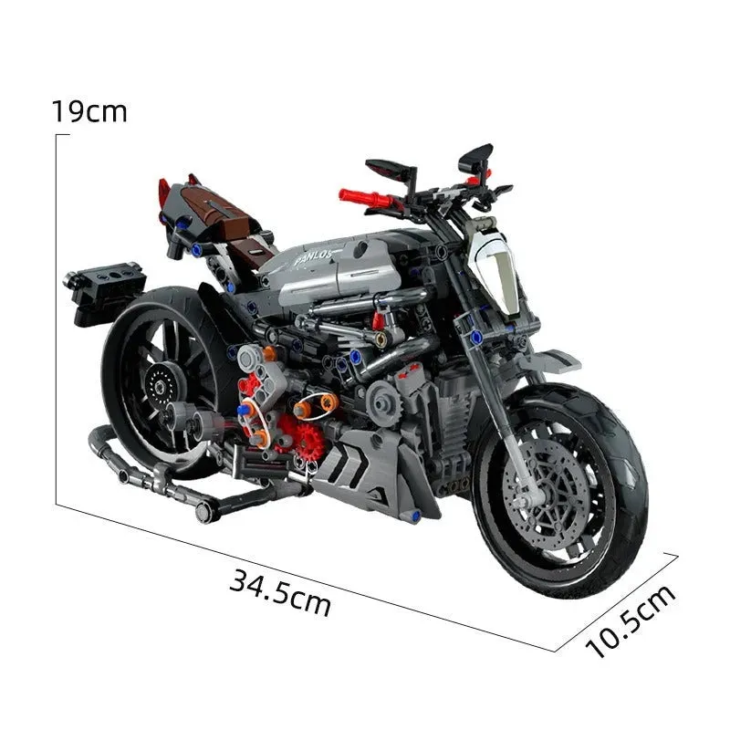 Tech MOC Classic Ducati Devil Motorcycle Bricks Toy