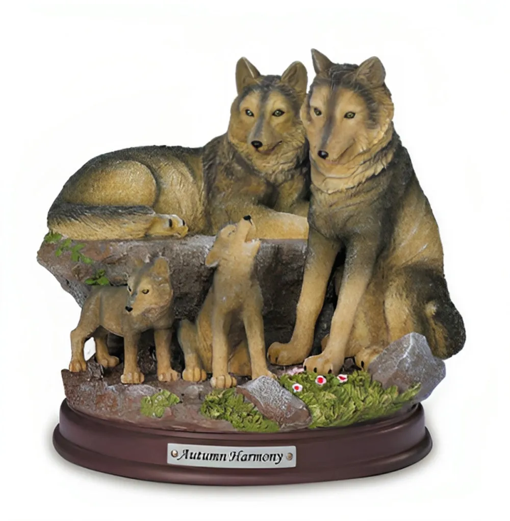 The Bradford Exchange Autumn Majesty The Protectors Of The Pack Collection Issue #14 Realistically Hand Painted & Likelife Detail Wolf Sculpture 8-inches