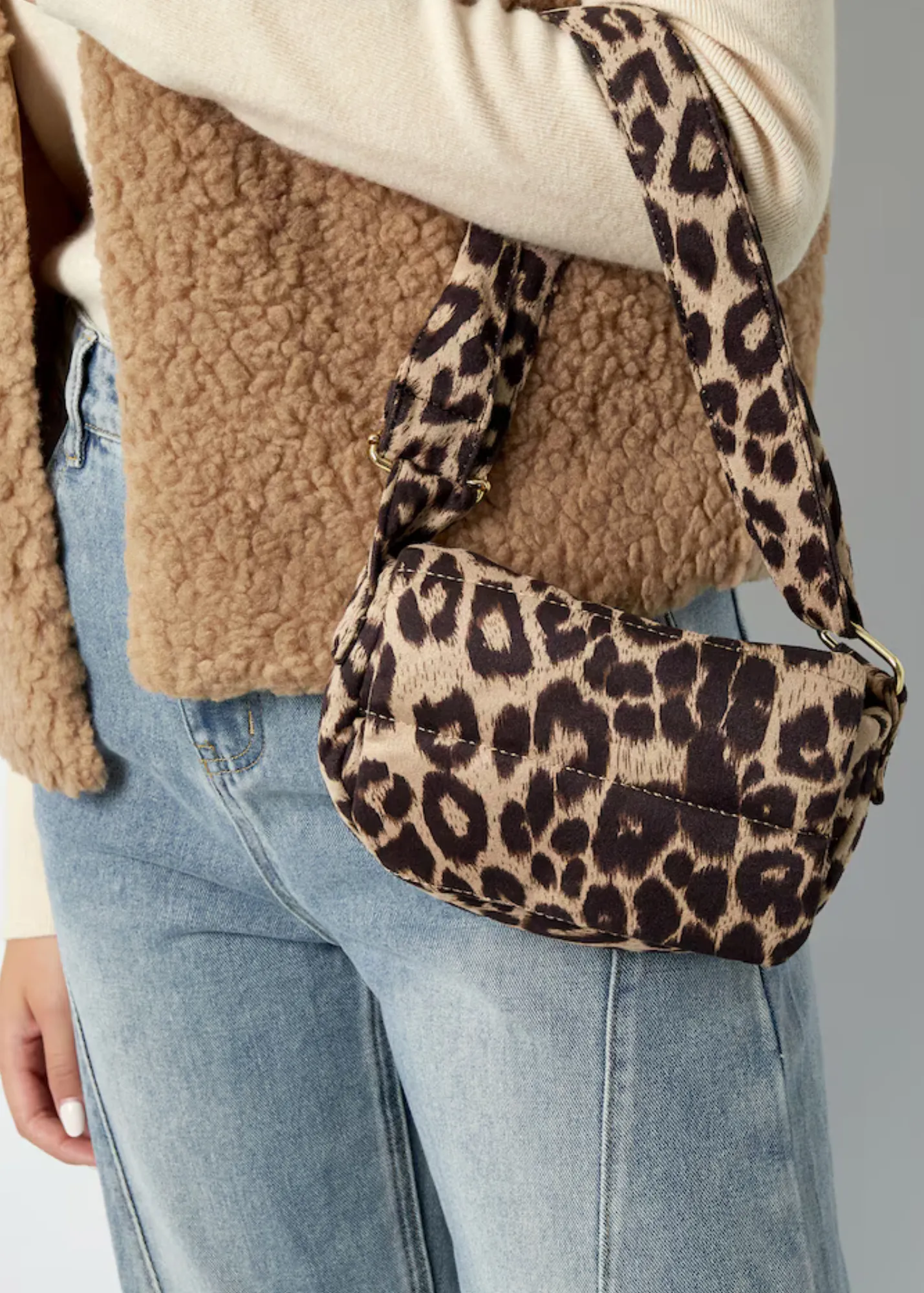 The Edit - Puffy Leopard Print Cross Body Bag