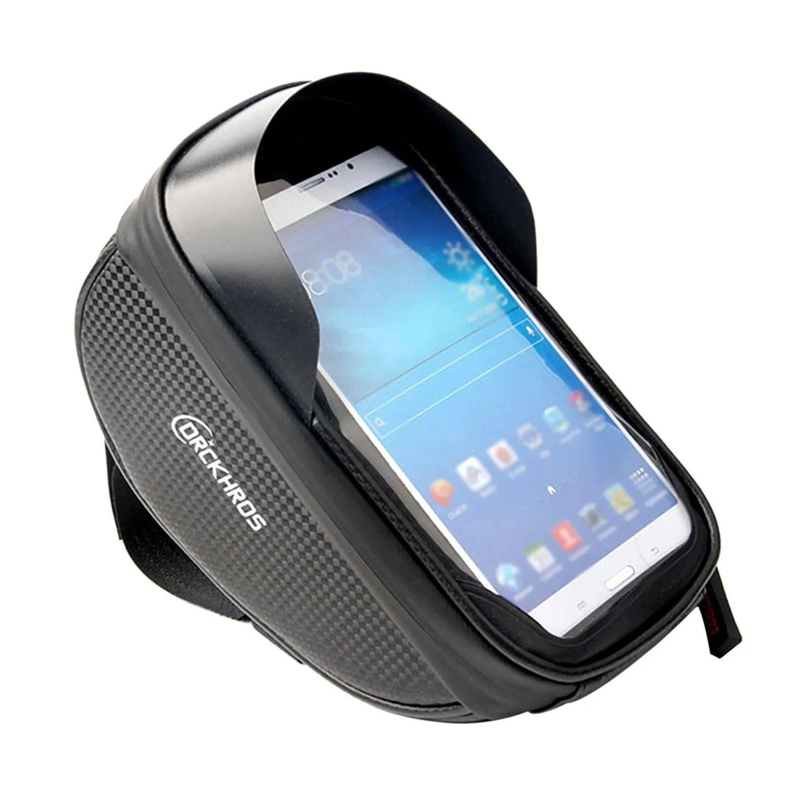 Universal Bike Phone Mount Bag Bicycle Front Frame Bag Waterproof Screen-Touching Handlebar Bag Bicycle Accessories Phone Holder with Double Zipper & Sun-Visor