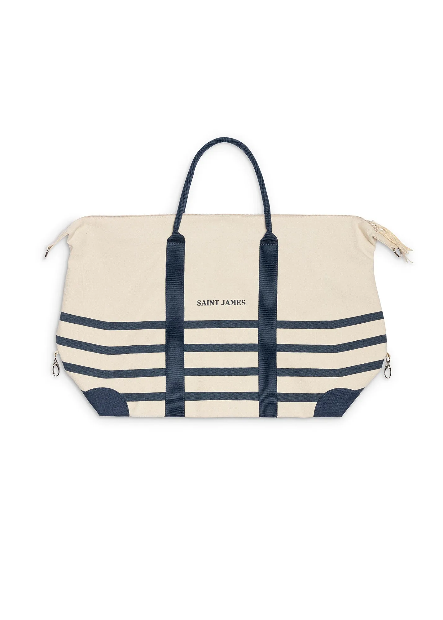 WEEK END BAG - Striped Duffle Bag | 100% Cotton (ECRU / NAVY)