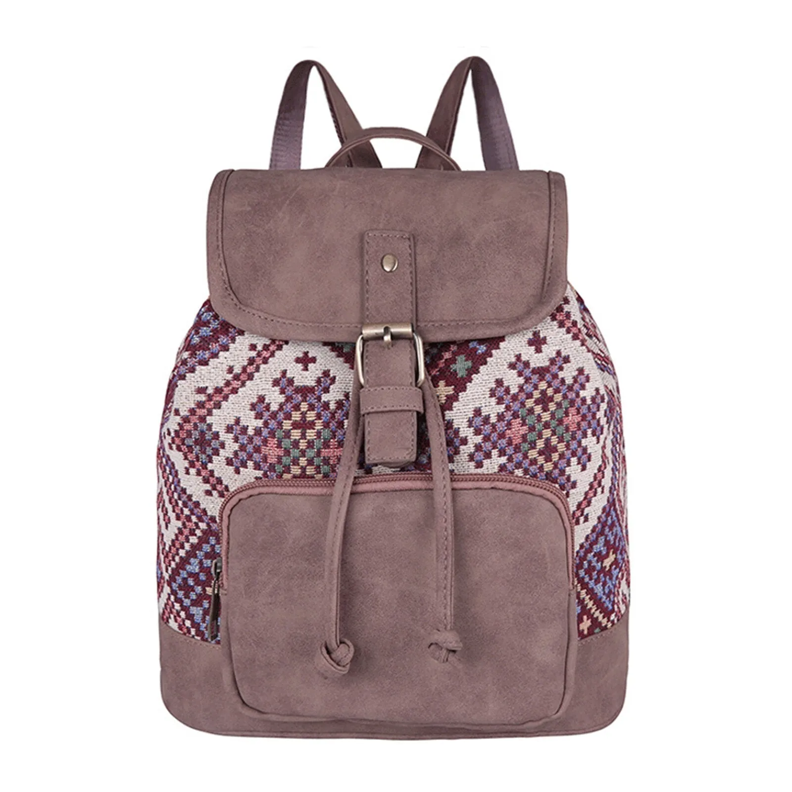 Women Canvas Fabric Vintage Ethnic Pattern Bohemian Backpack Adjustable Strap Casual Bag