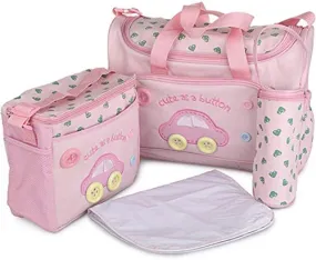 xcluma Baby Diaper Nappy Changing Baby Diaper Bag Mother Bag Mummy Bag Handbag (4 Pcs Set- Pink)