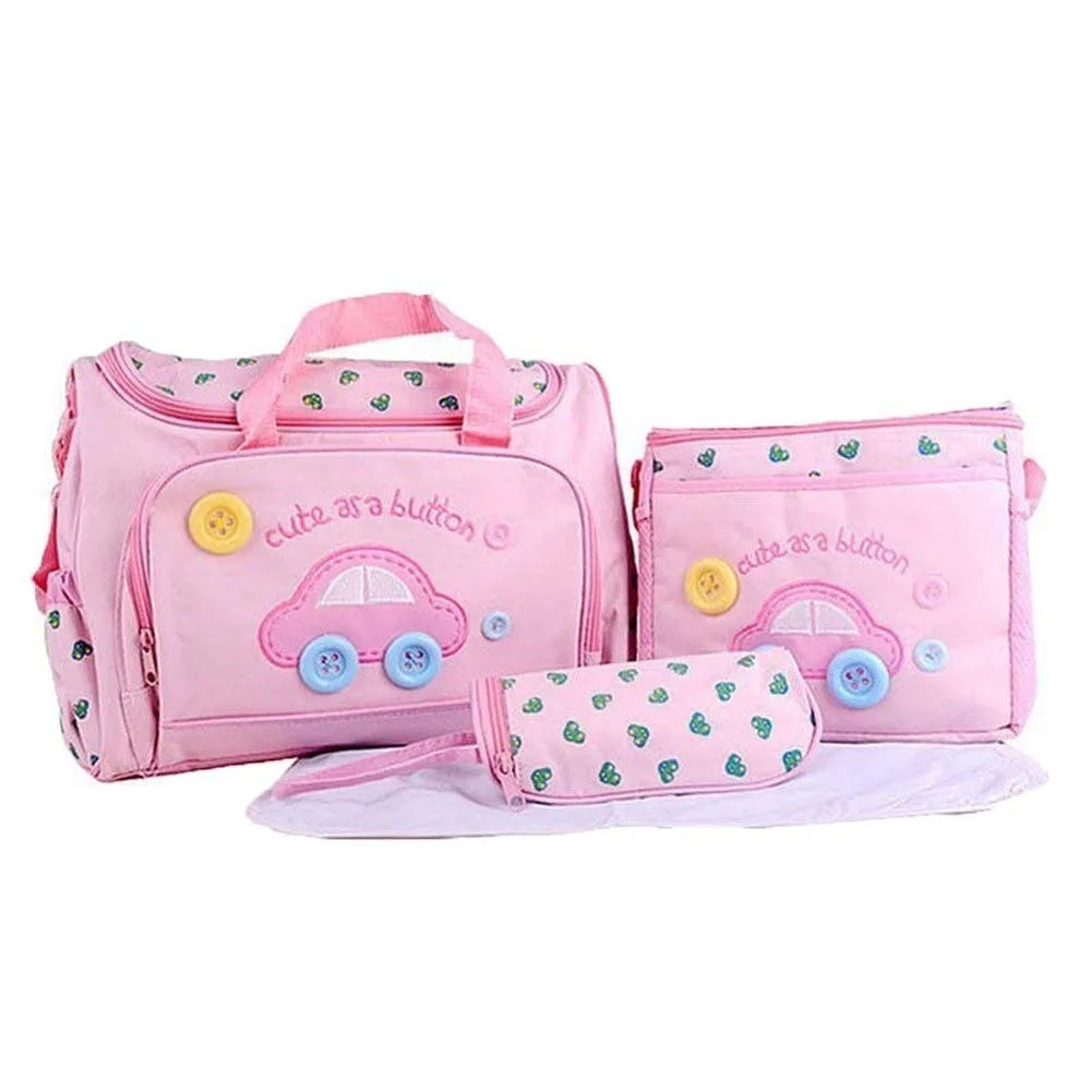 xcluma Baby Diaper Nappy Changing Baby Diaper Bag Mother Bag Mummy Bag Handbag (4 Pcs Set- Pink)